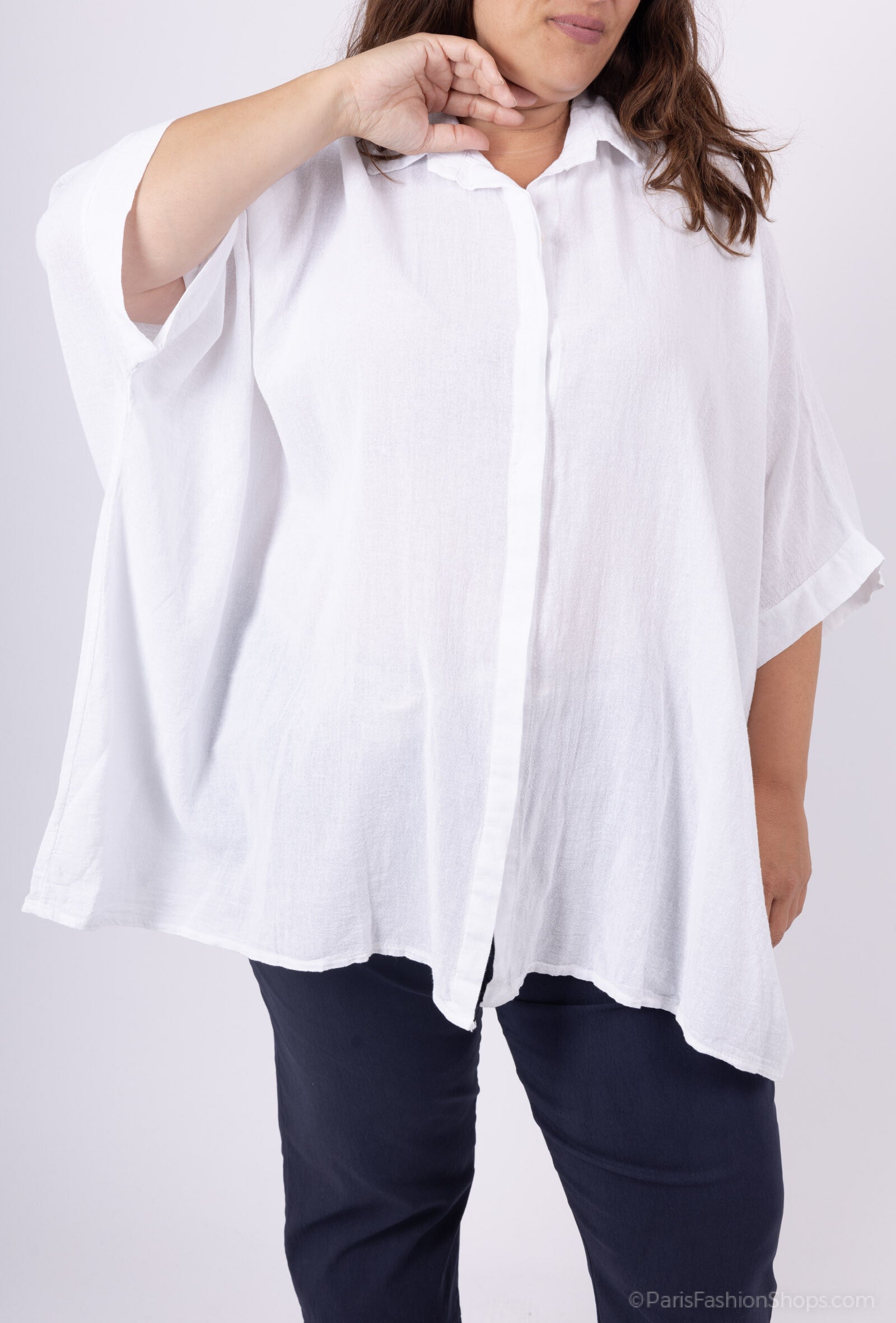 Plus Size Oversized tunic/shirt in mixed cotton/linen