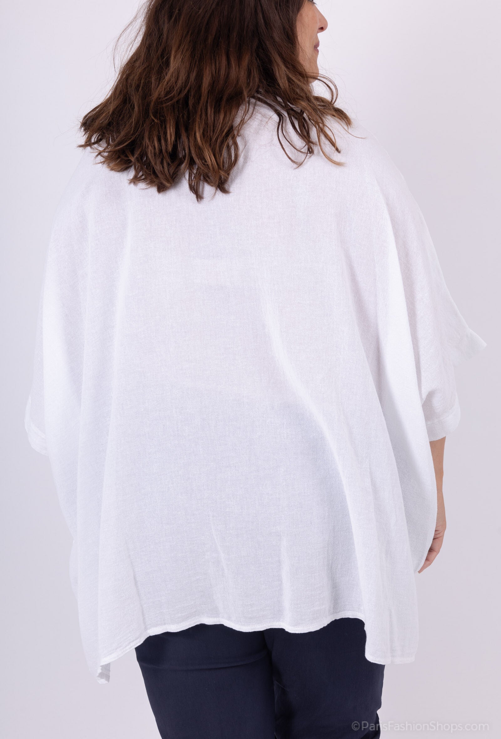 Plus Size Oversized Tunika/Skjorta i Blandad Bomull/Linne