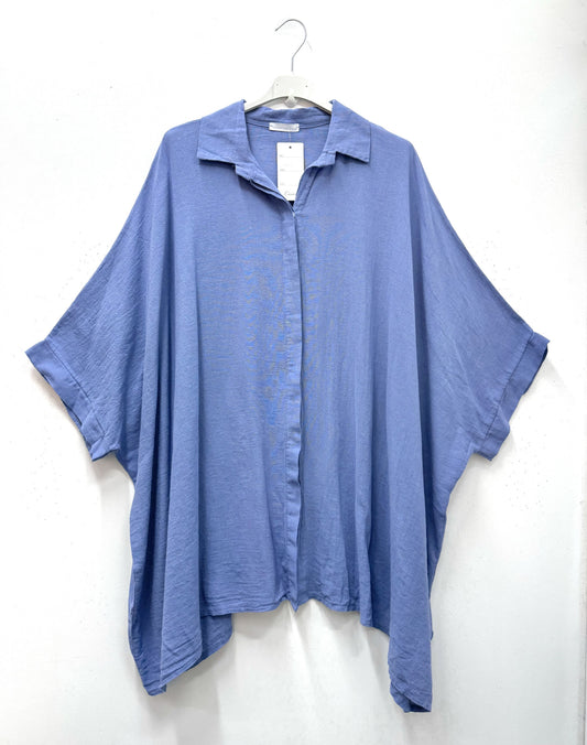 Plus Size Oversized tunic/shirt in mixed cotton/linen
