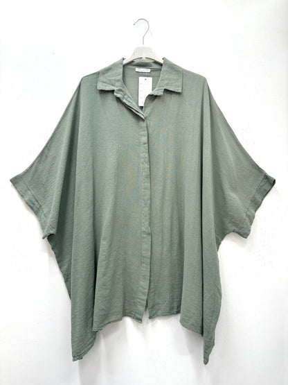 Plus Size Oversized tunic/shirt in mixed cotton/linen