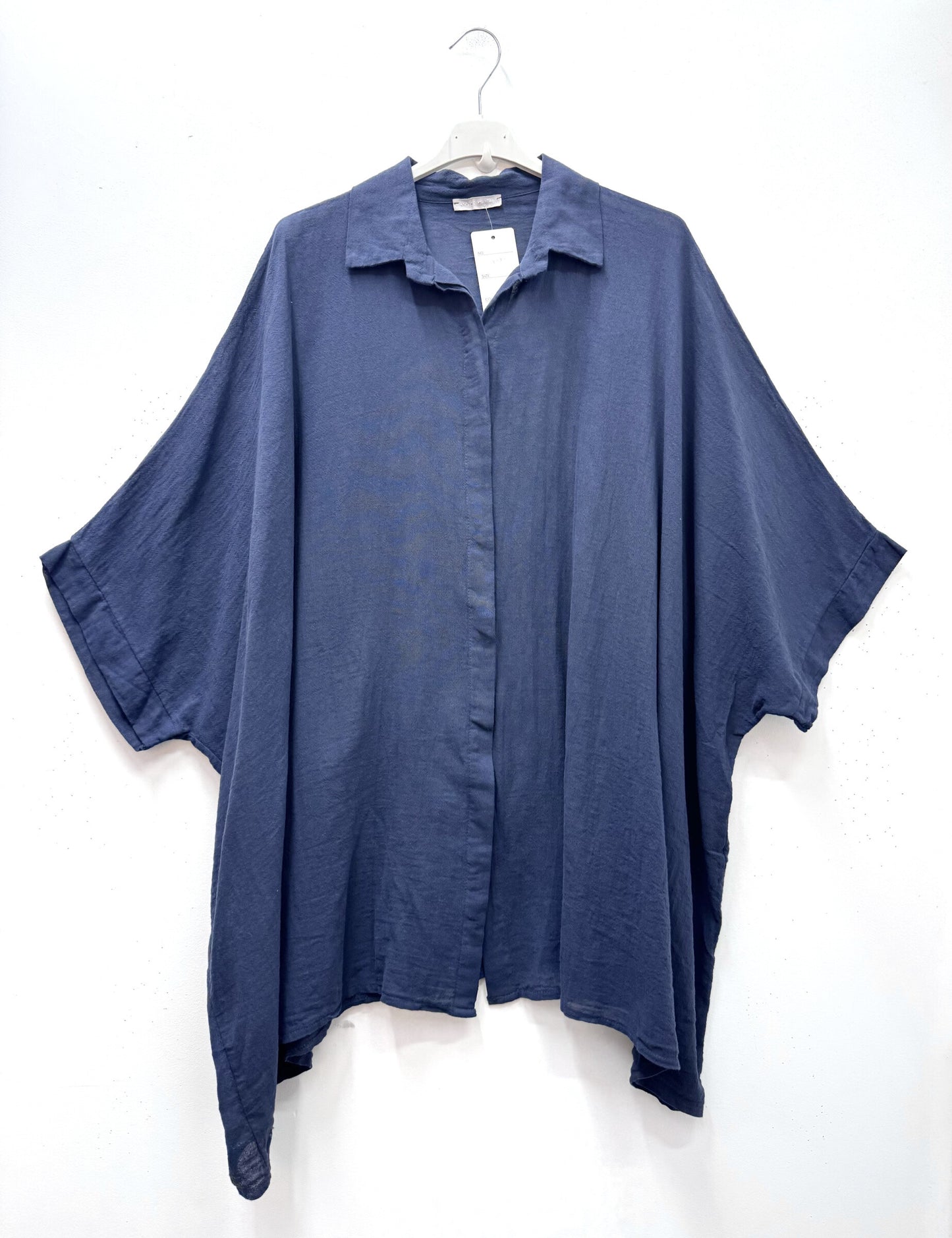 Plus Size Oversized tunic/shirt in mixed cotton/linen
