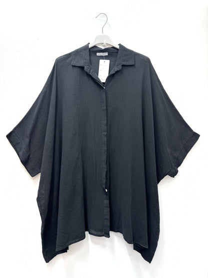 Plus Size Oversized tunic/shirt in mixed cotton/linen