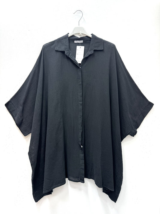 Plus Size Oversized tunic/shirt in mixed cotton/linen