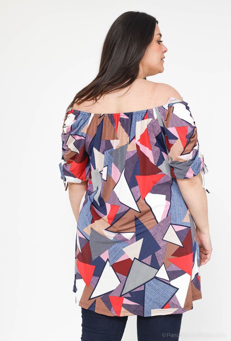 Plus Size Bardot Tunika med Bågsleeves