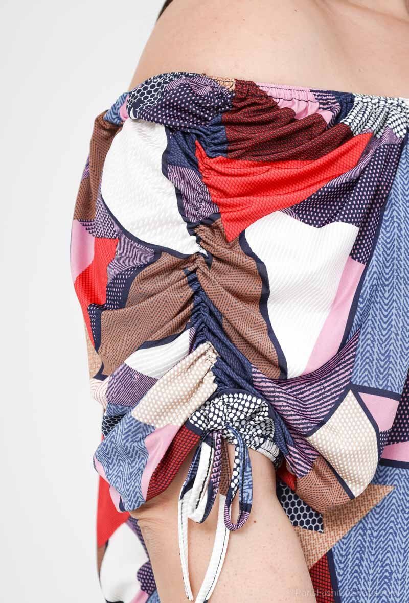 Plus Size Bardot Tunika med Bågsleeves