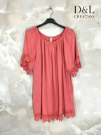 Plus Size Boat Neck Tunic with Lace