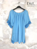 Plus Size Boat Neck Tunic with Lace