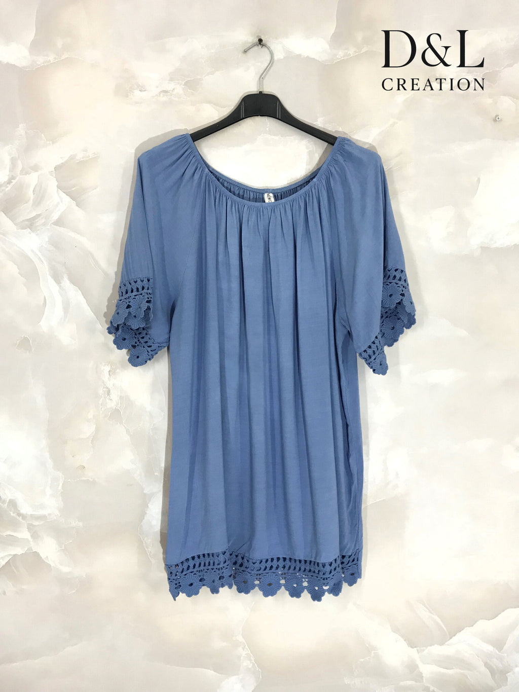 Plus Size Boat neck tunic with lace size 38 to 54