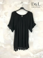 Plus Size Boat neck tunic with lace size 38 to 54