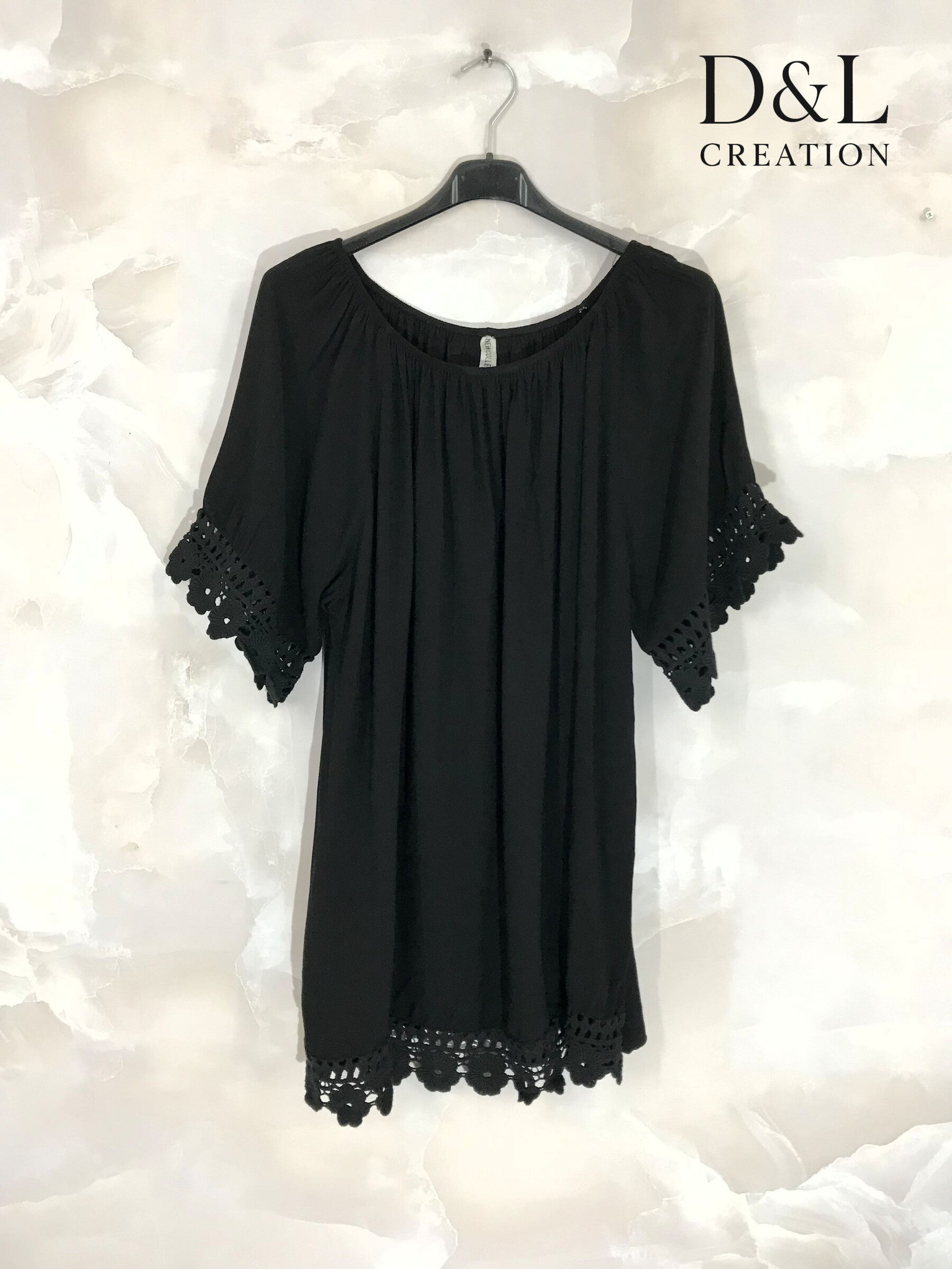 Plus Size Boat neck tunic with lace size 38 to 54