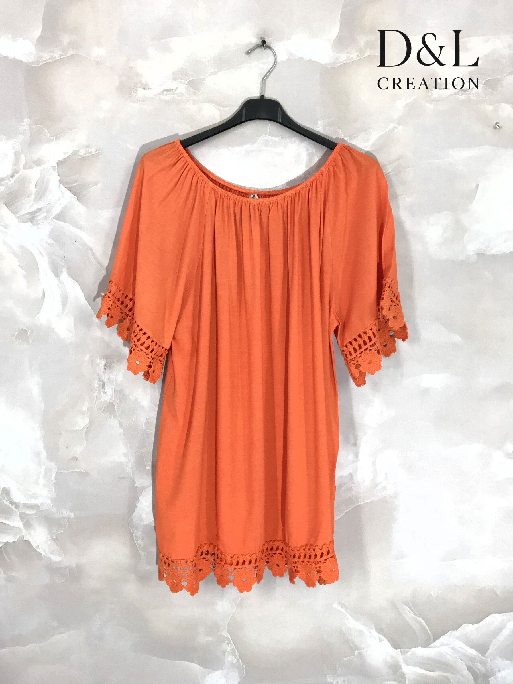 Plus Size Boat neck tunic with lace size 38 to 54