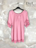Plus Size Boat neck tunic with lace size 38 to 54
