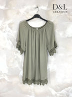 Plus Size Boat neck tunic with lace size 38 to 54