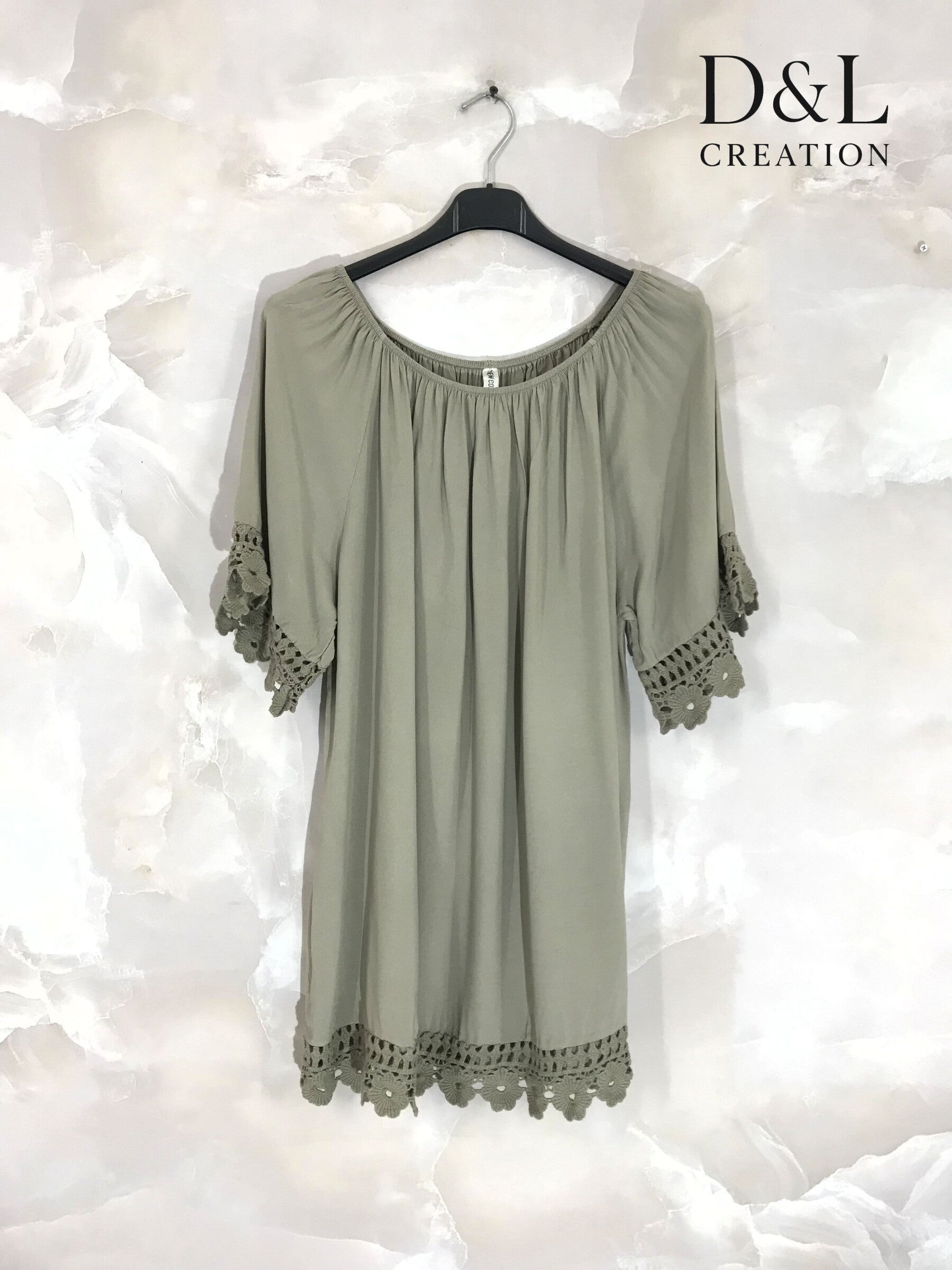 Plus Size Boat neck tunic with lace size 38 to 54