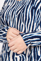 Plus Size Rundhalstryckt Tunika med Korsad Rygg