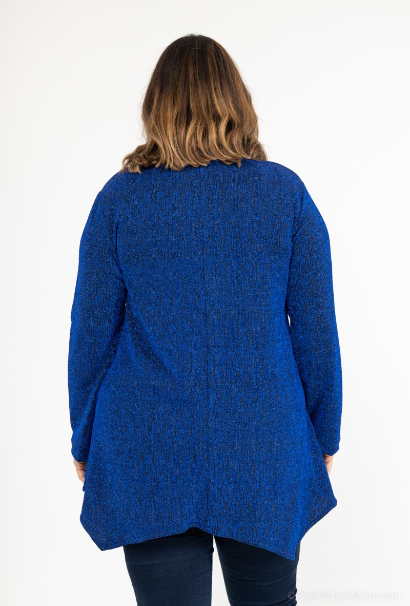 Plus Size Rundhals Zipper Tunika med Paljetter