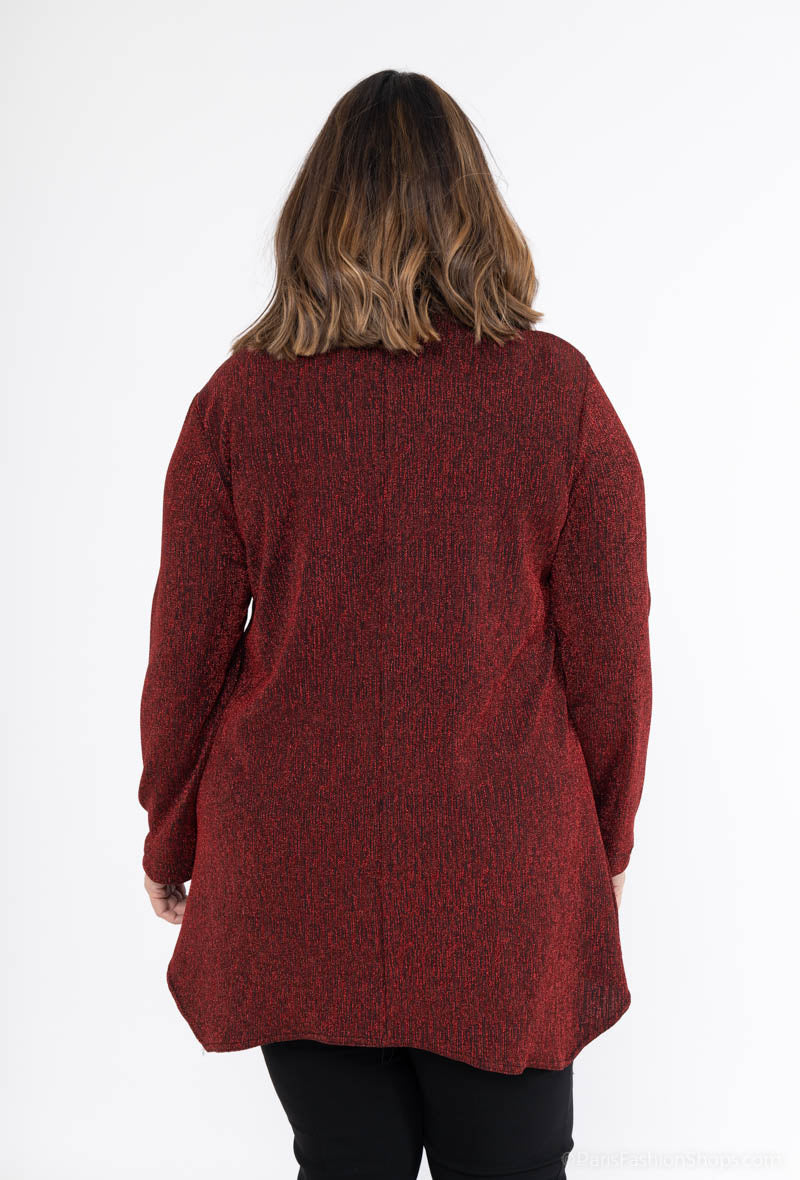 Plus Size Rundhals Zip Tunika med Paljetter