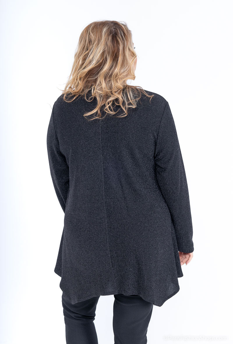 Plus Size Rundhals Zipped Tunika med Paljetter