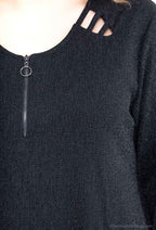 Plus Size Rundhals Zipped Tunika med Paljetter