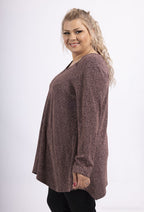 Plus Size Rundhalsad Tunika med Dragkedja och Paljetter