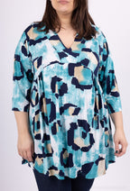 Plus Size Print V -neck tunic