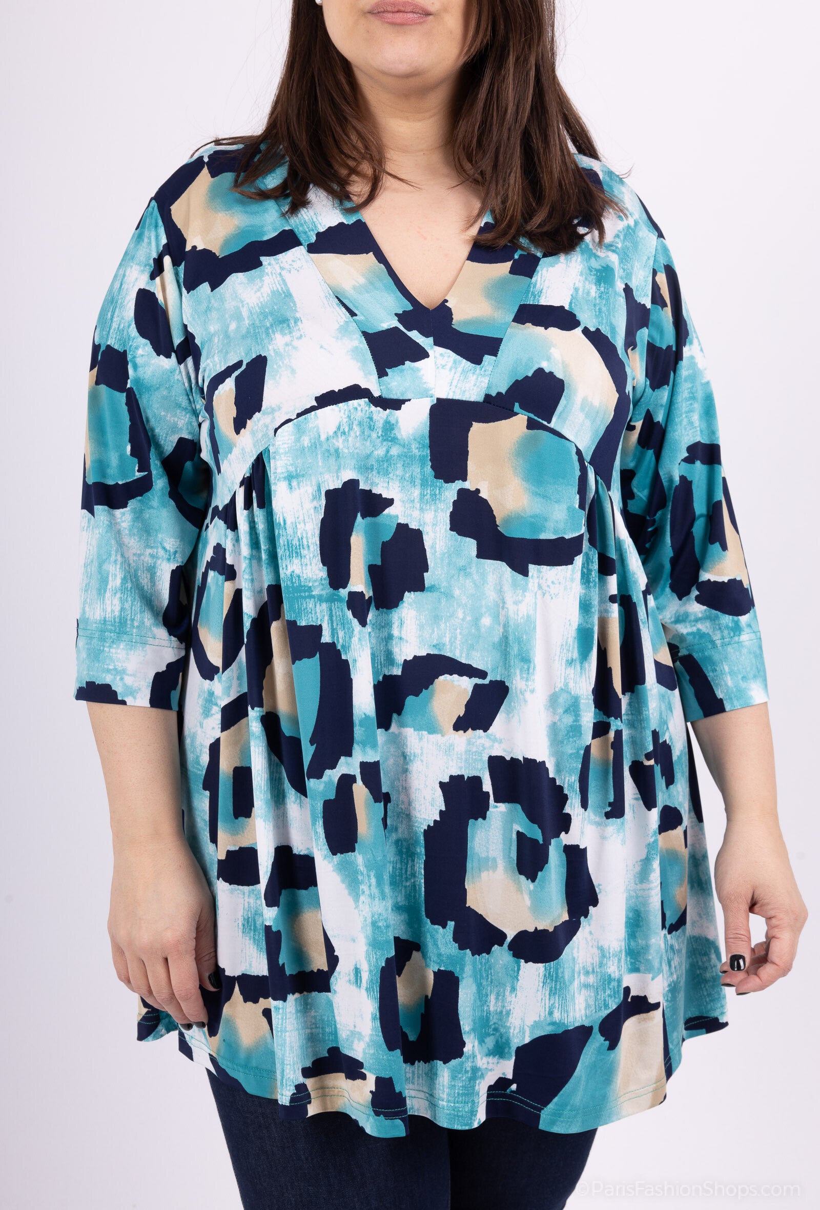 Plus Size Print V -neck tunic