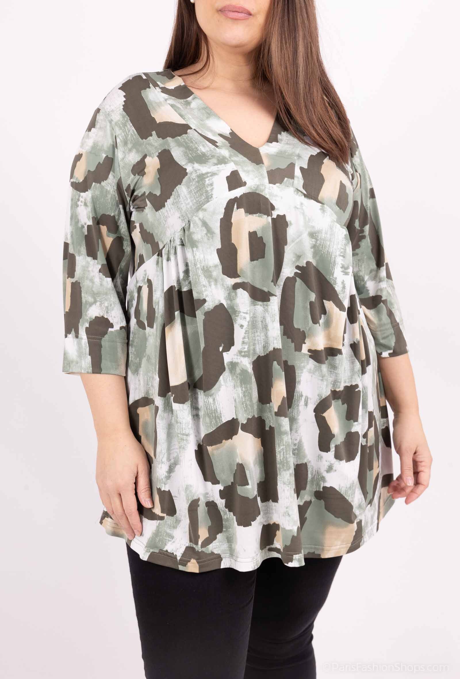 Plus Size Print V-hals Tunika
