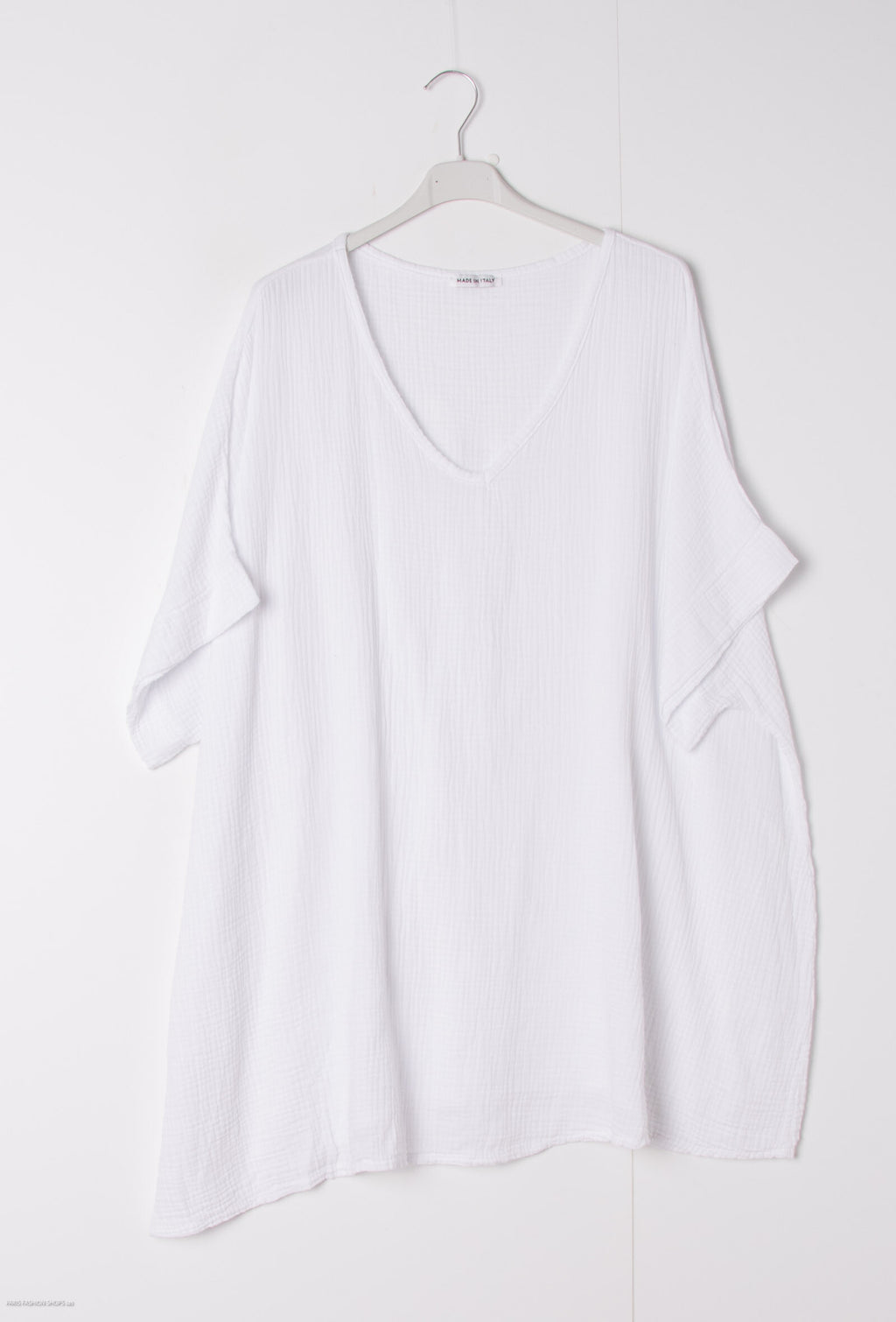 Plus Size V-ringad Tunika i Bomullsgaze
