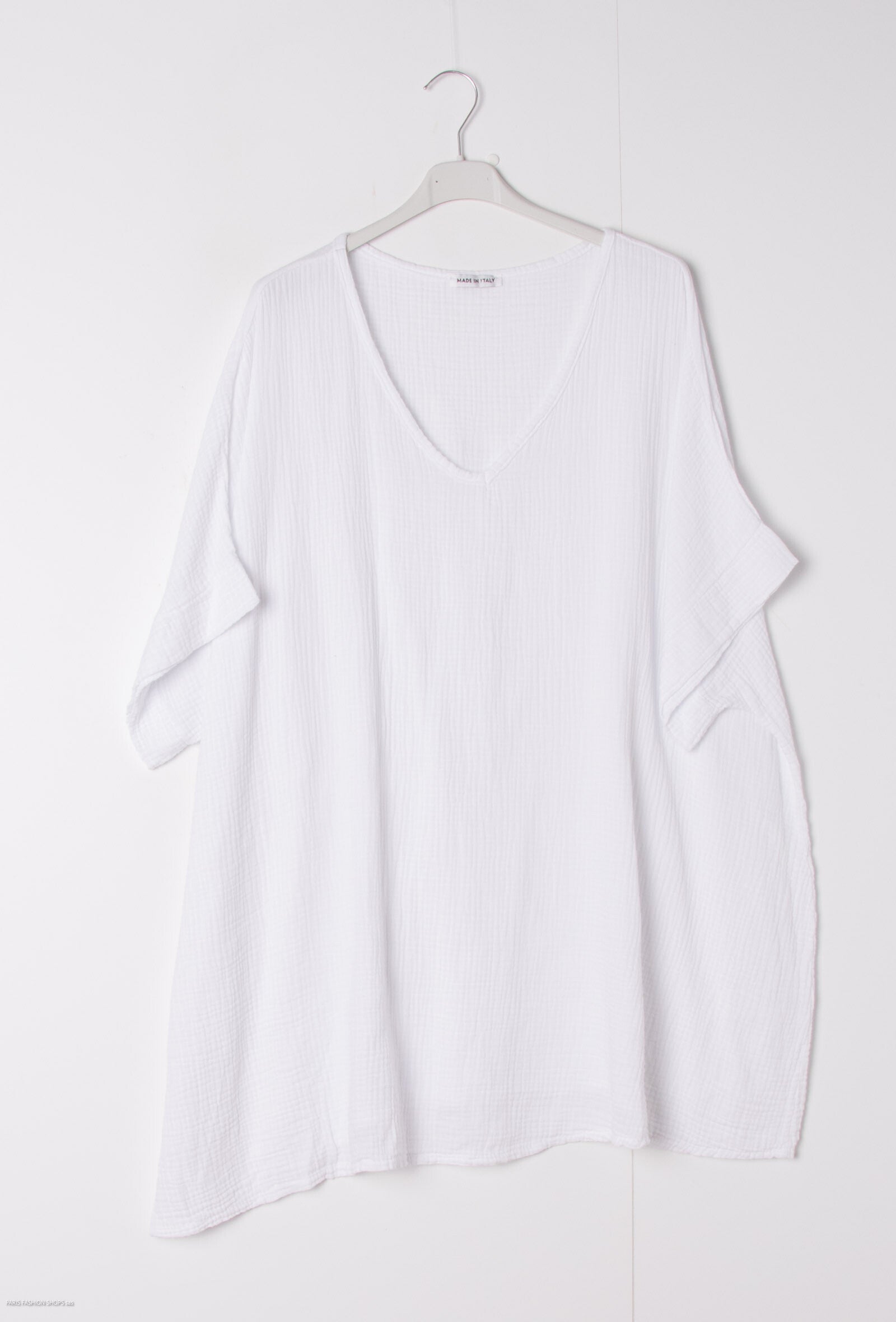 Plus Size V-ringad Tunika i Bomullsgaze