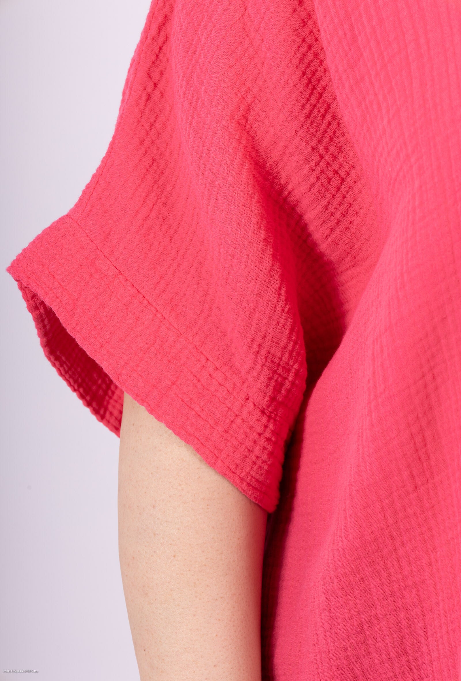 Plus Size V-ringad Tunika i Bomullsgaze