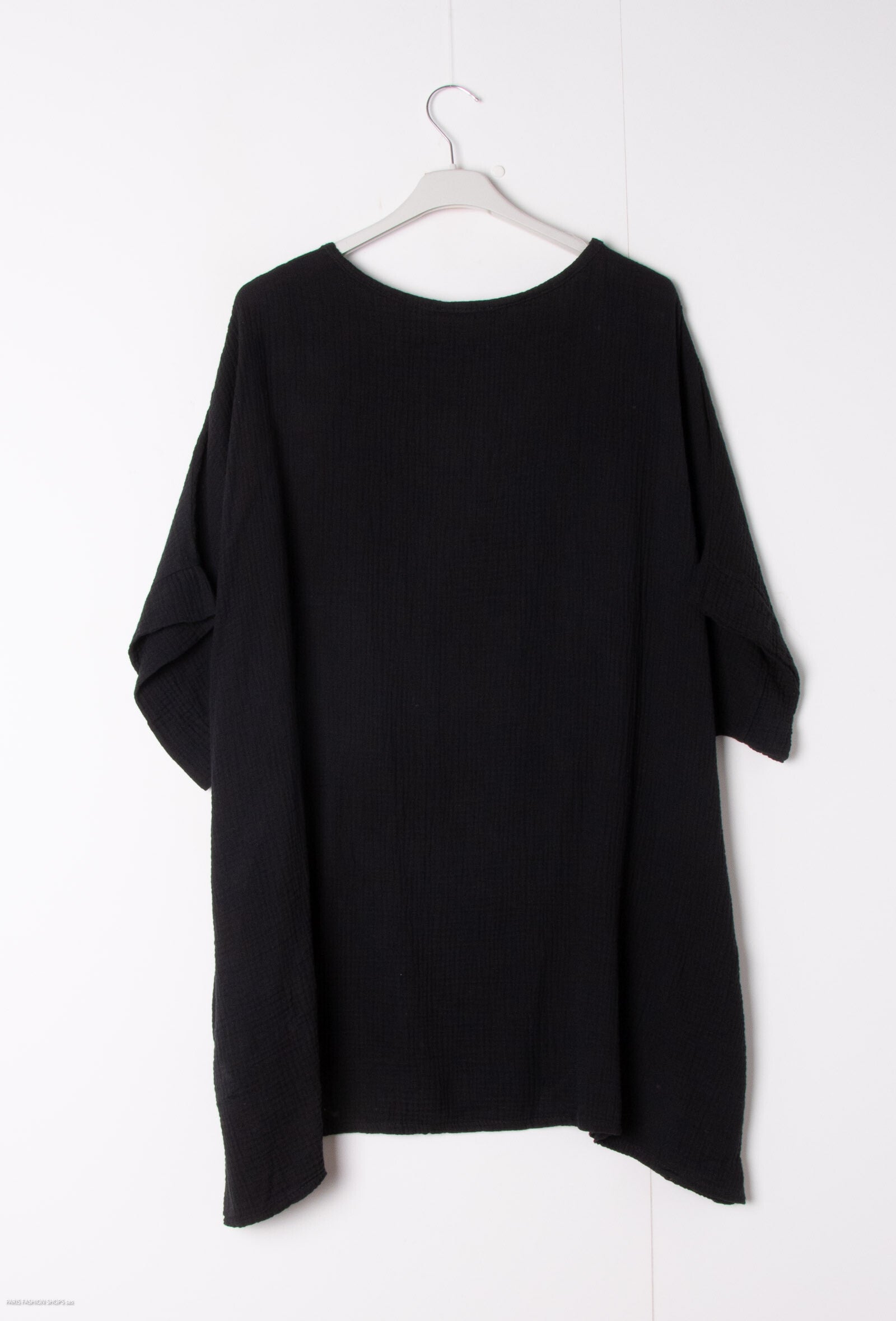 Lös V-ringad tunika i bomullsgaze i Stor Storlek