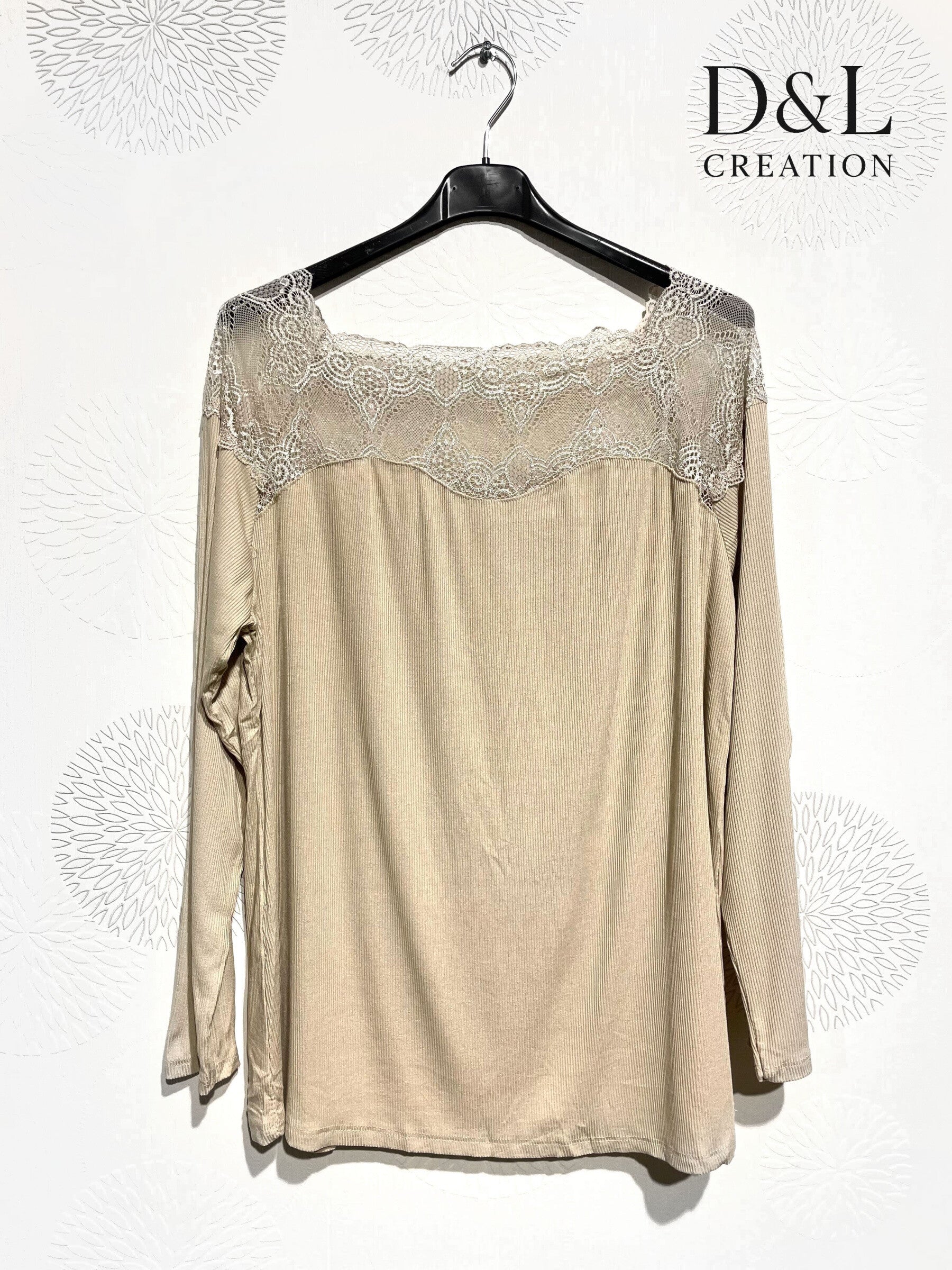 Ribbad spets tunika storlekar T38 till T52 | Plus Size