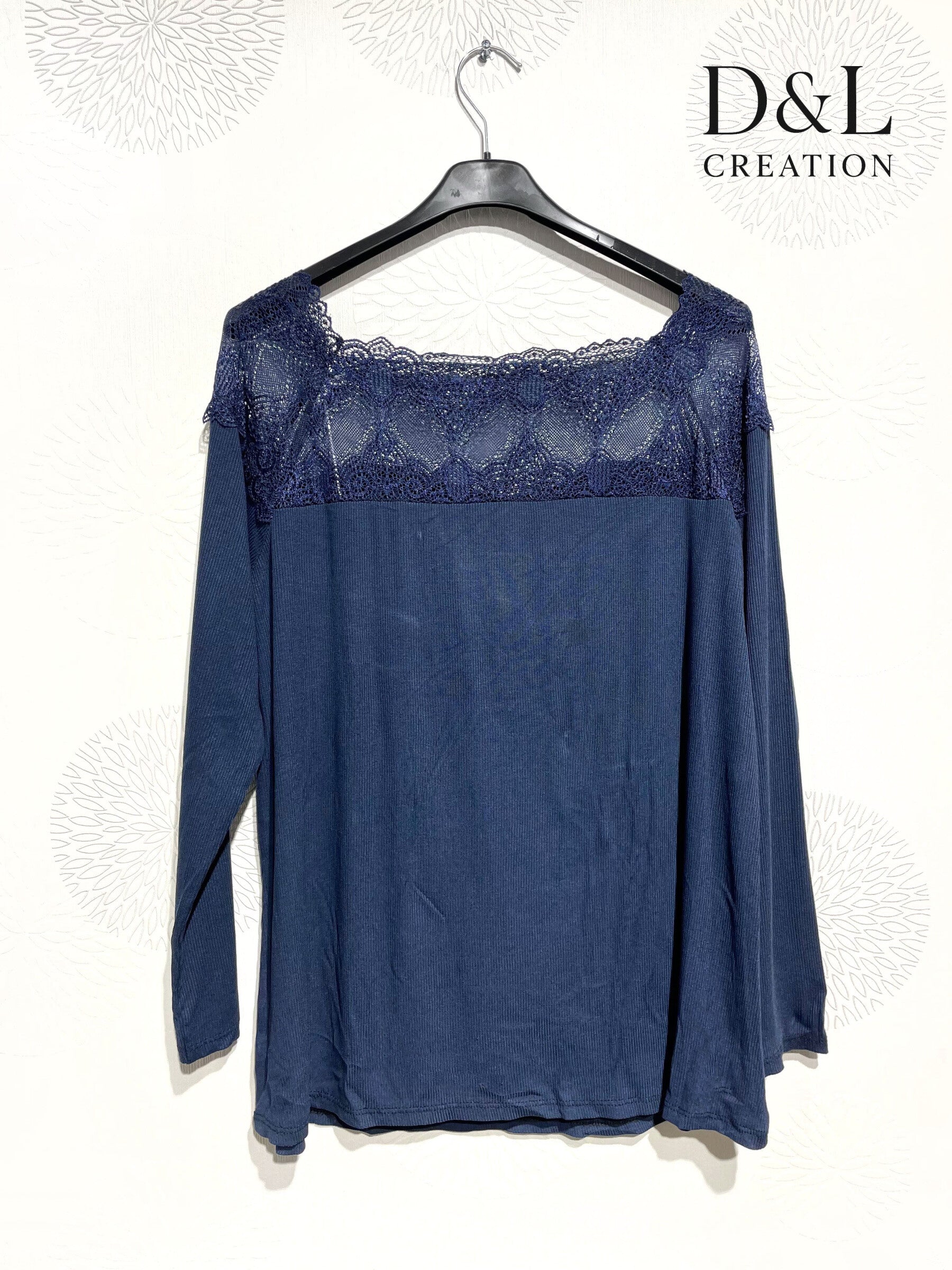 Ribbad spets tunika storlekar T38 till T52 | Plus Size