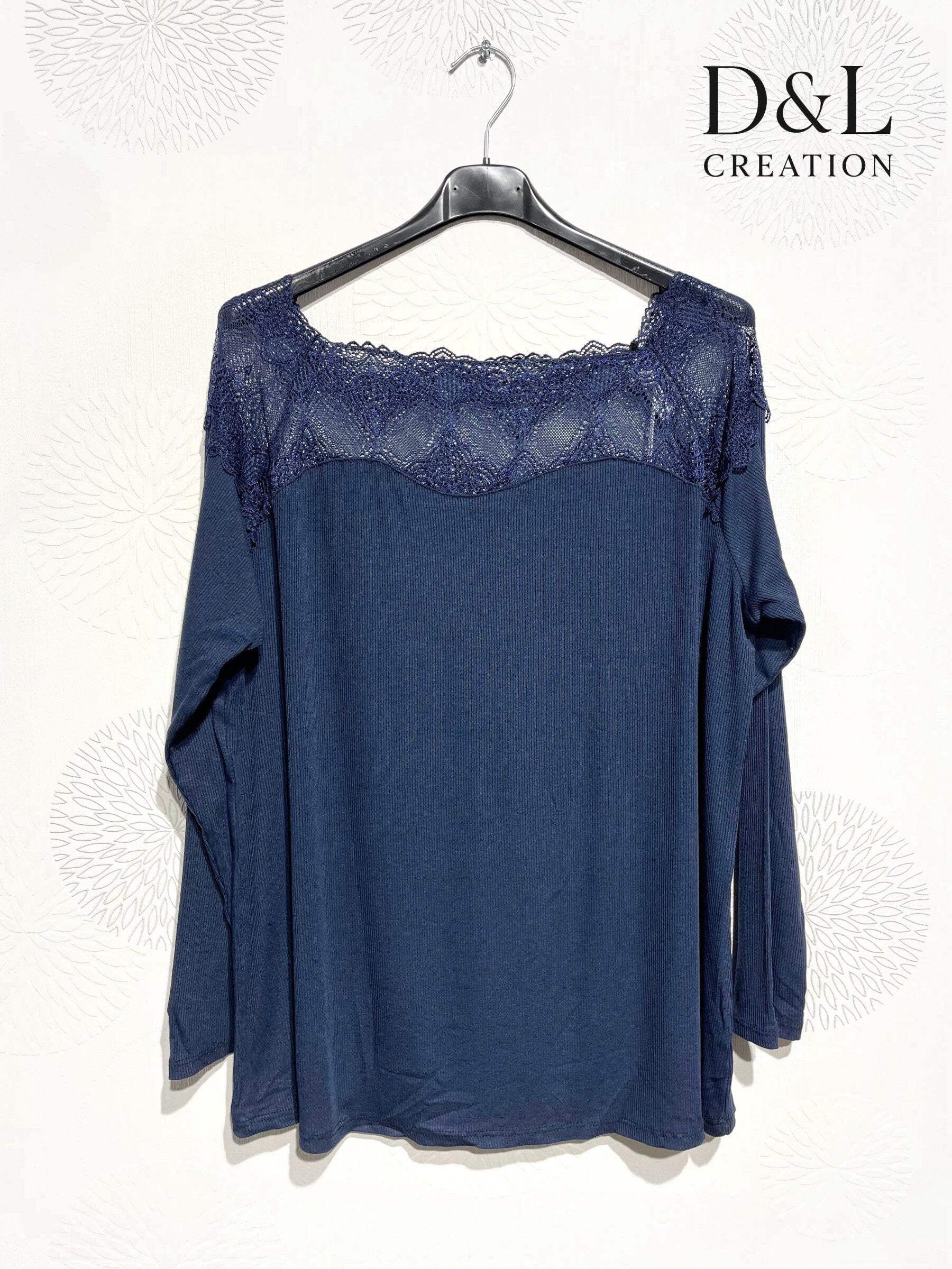 Ribbad spets tunika storlekar T38 till T52 | Plus Size