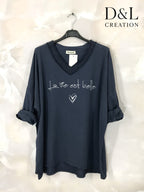 Plus Size Cotton tunic life is beautiful size 38 to 54