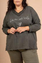 Bomulls Tunika - Livet är Vackert (Storlek 38 till 54)