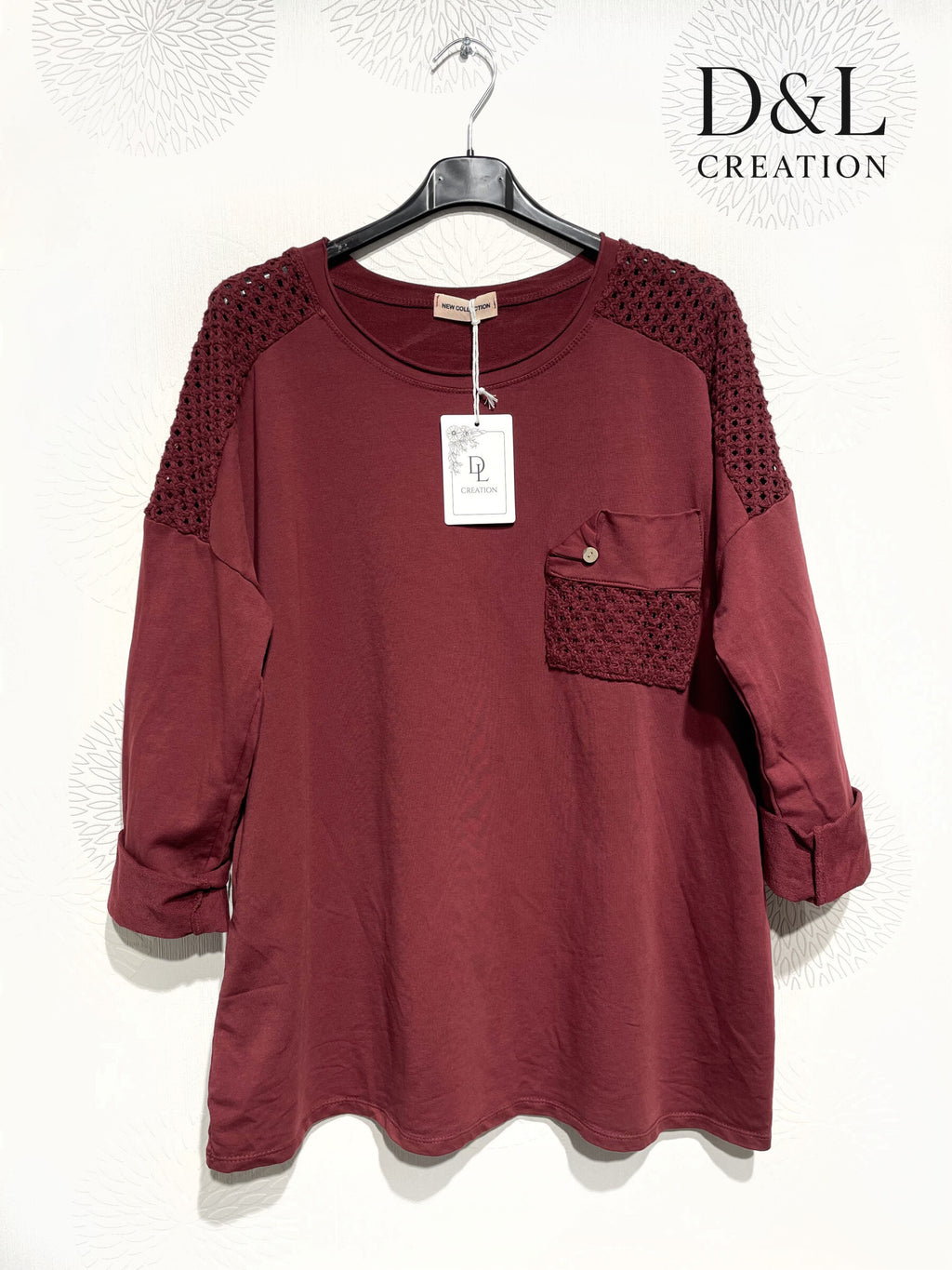 Openwork stretch cotton tunic sizes T38 to T50 i Stor Storlek