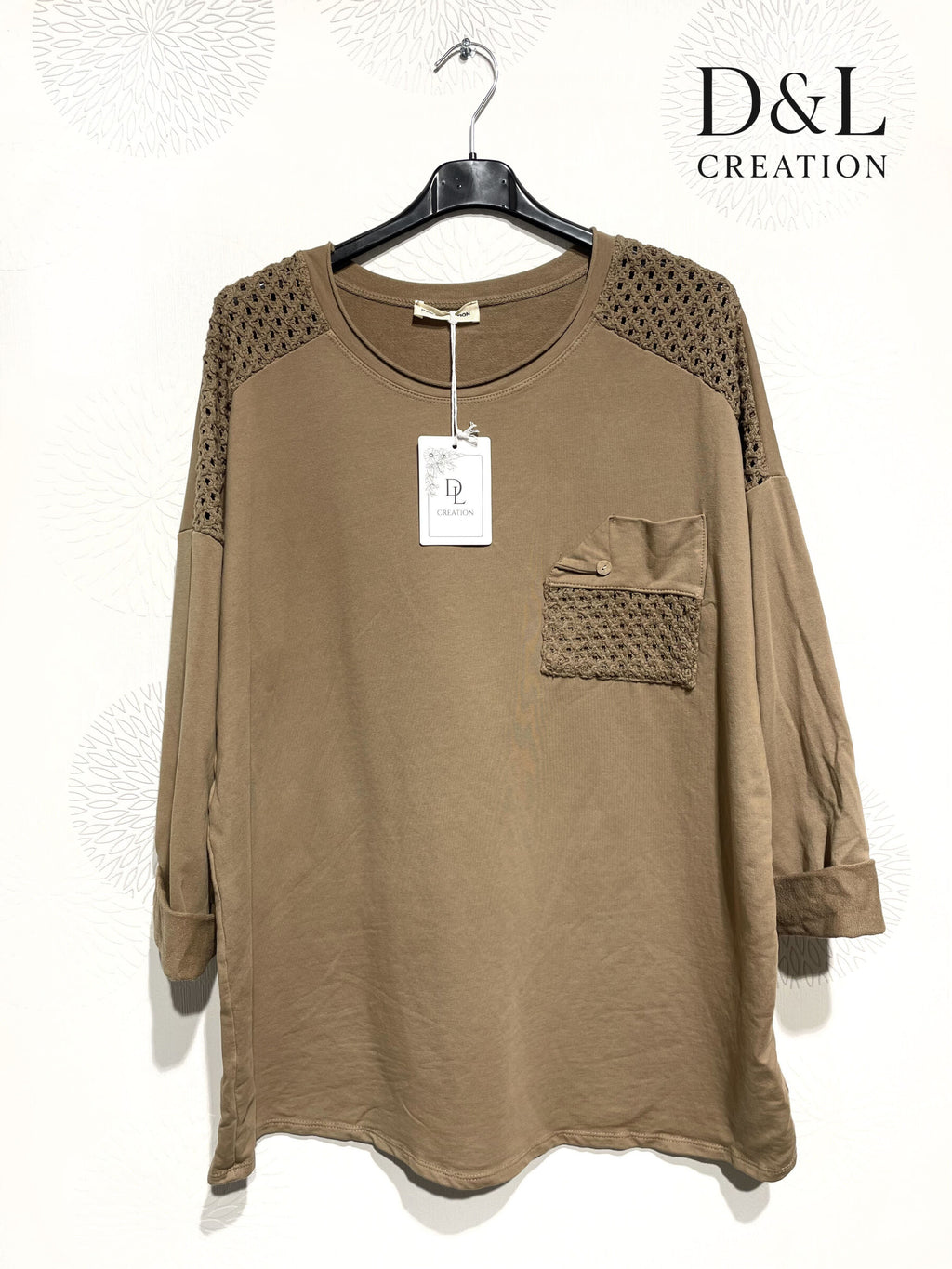 Openwork stretch cotton tunic sizes T38 to T50 i Stor Storlek