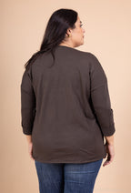 Öppen arbetad stretch bomullstunika i storlekar T38 till T50