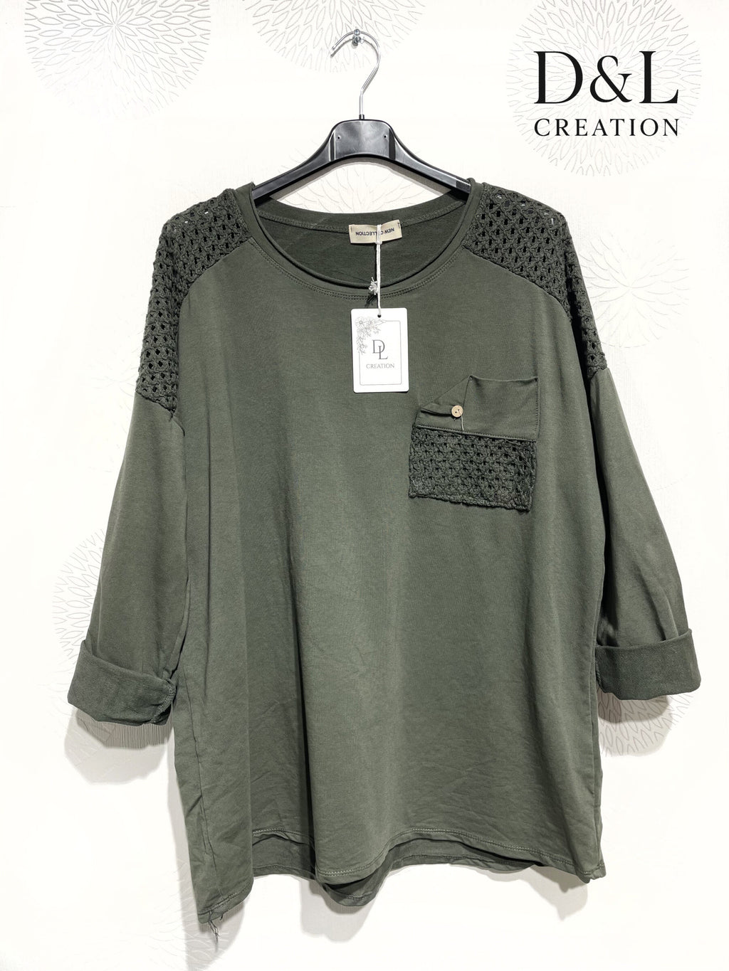 Openwork stretch cotton tunic sizes T38 to T50 i Stor Storlek