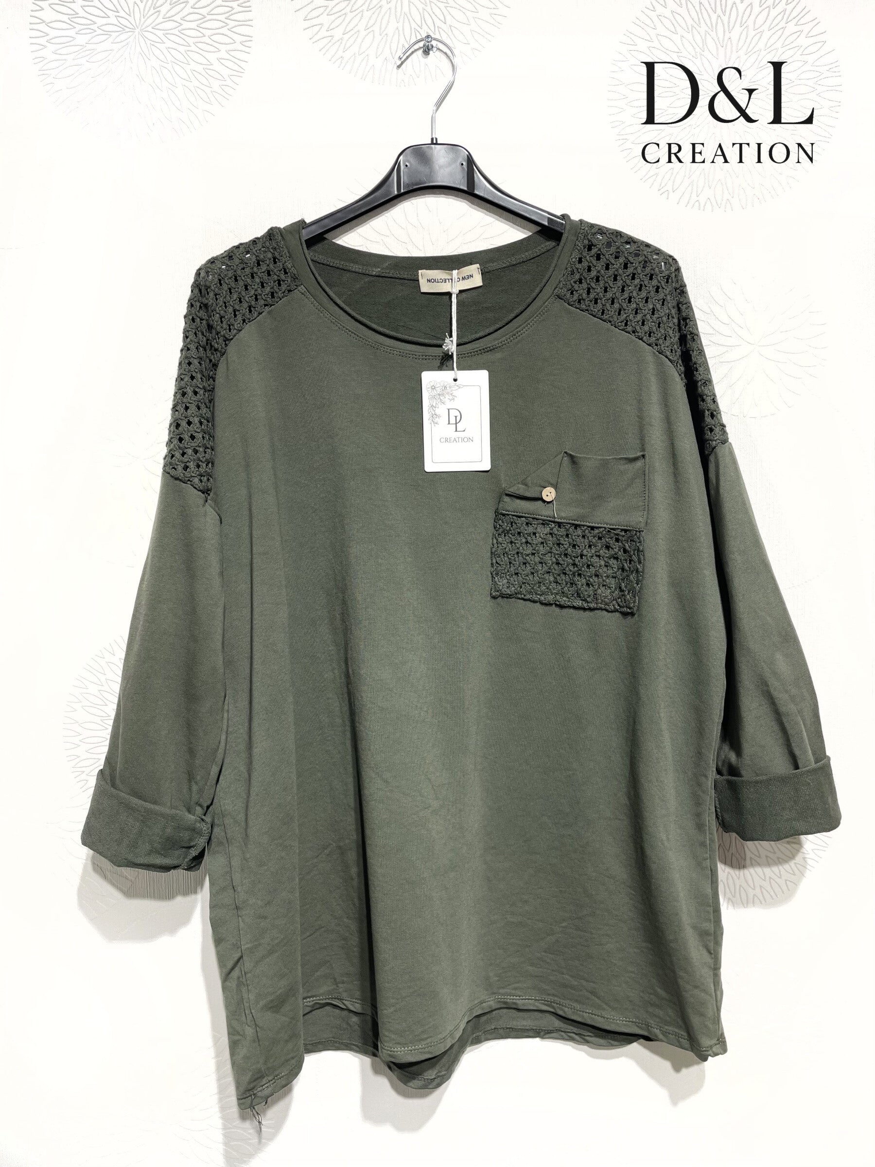 Openwork stretch cotton tunic sizes T38 to T50 i Stor Storlek