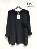 Openwork stretch cotton tunic sizes T38 to T50 i Stor Storlek