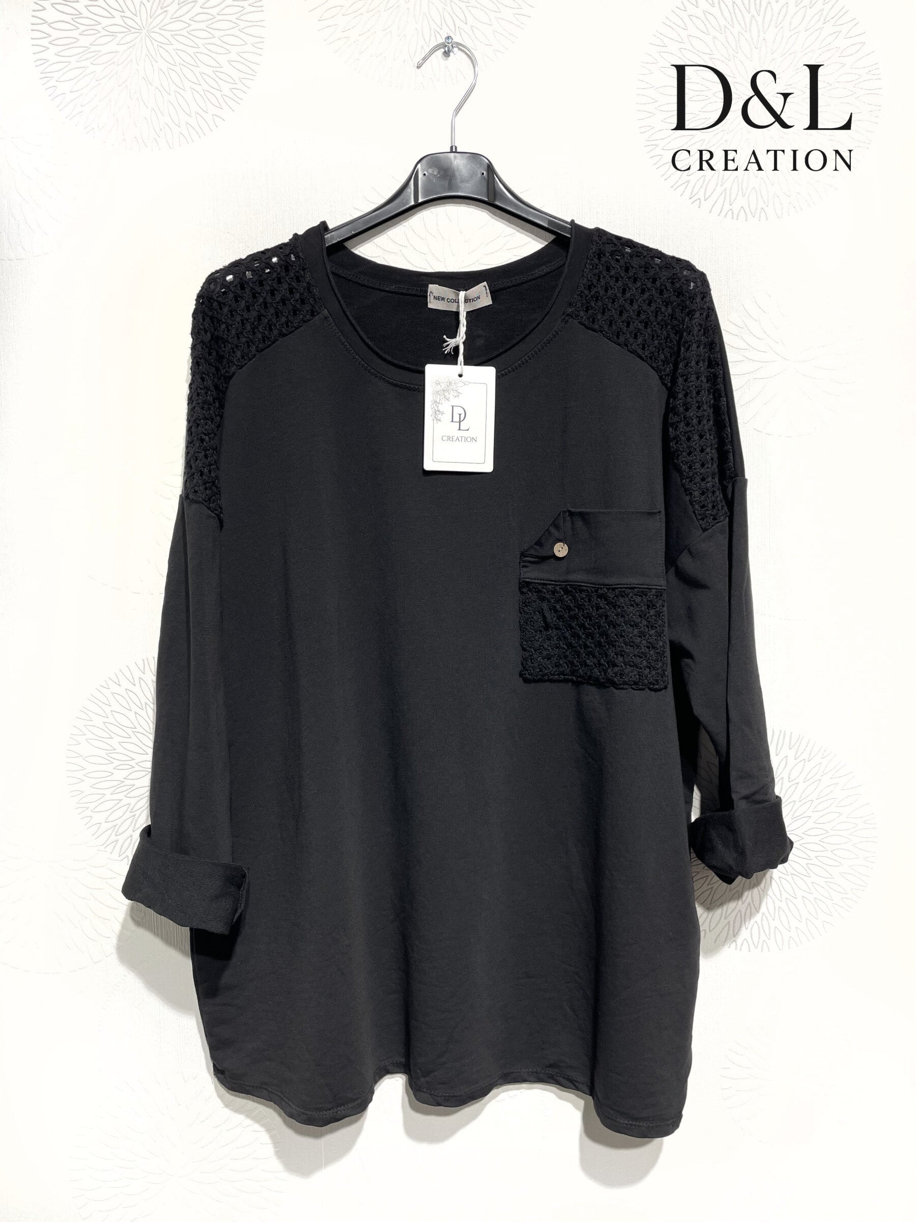 Openwork stretch cotton tunic sizes T38 to T50 i Stor Storlek