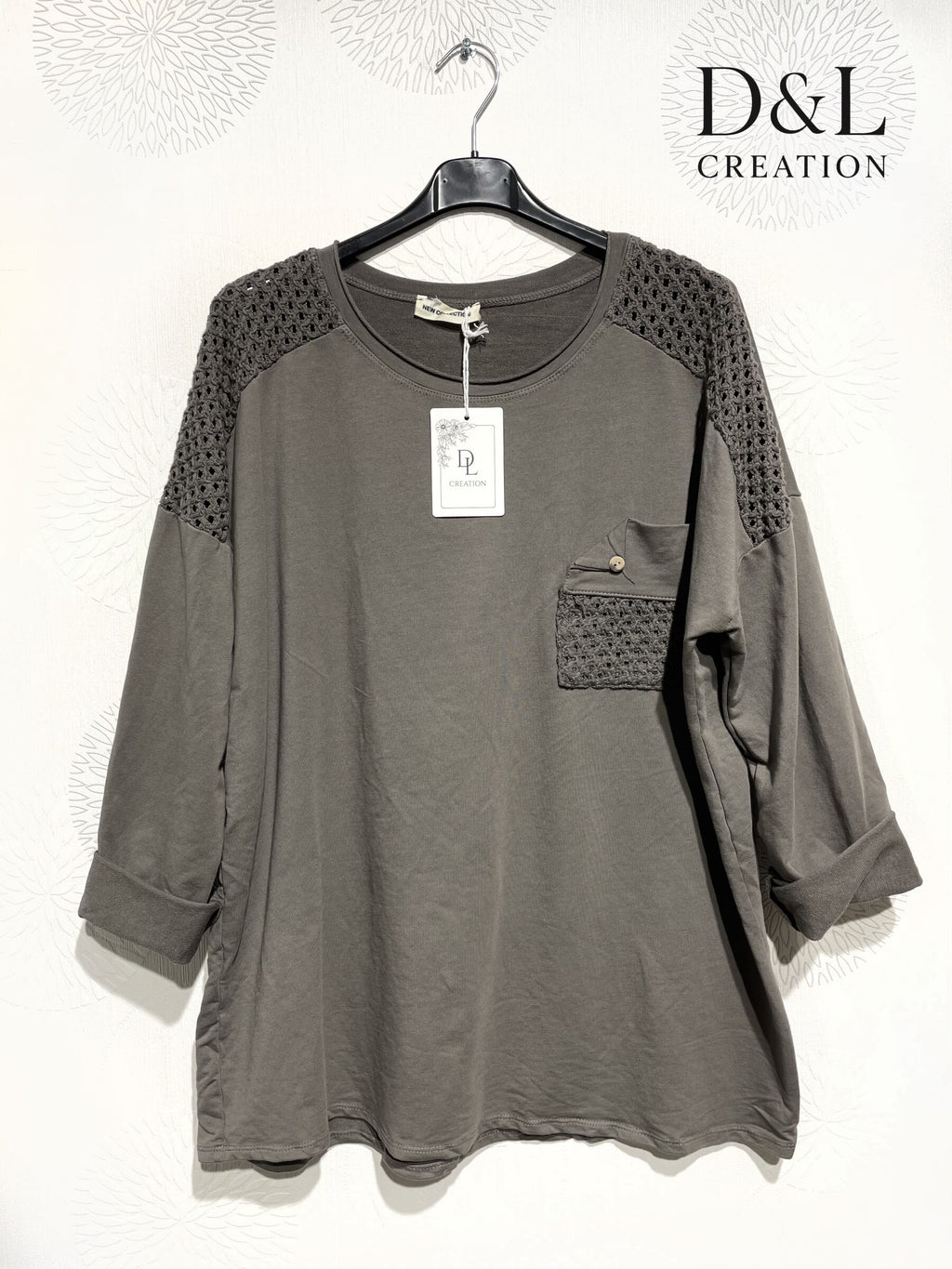 Openwork stretch cotton tunic sizes T38 to T50 i Stor Storlek