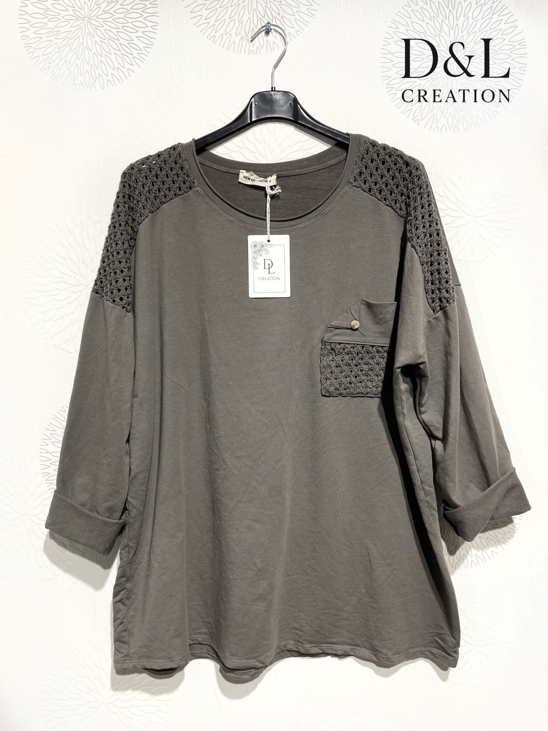 Openwork stretch cotton tunic sizes T38 to T50 i Stor Storlek