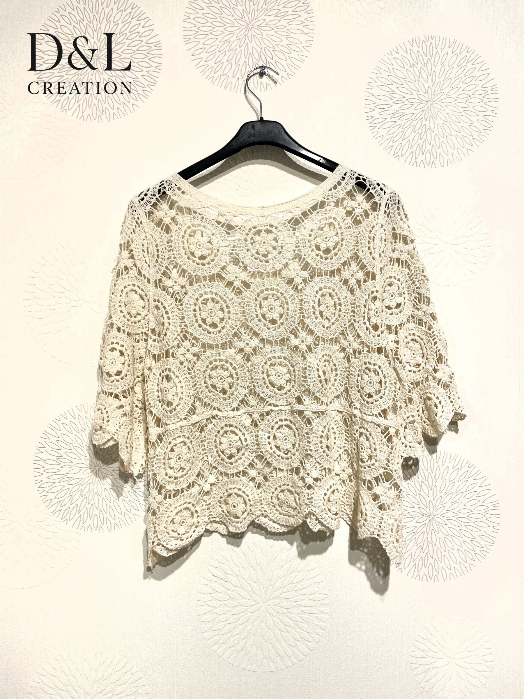 Plus Size Kort Tunika med Diamantbroderi T36-T42