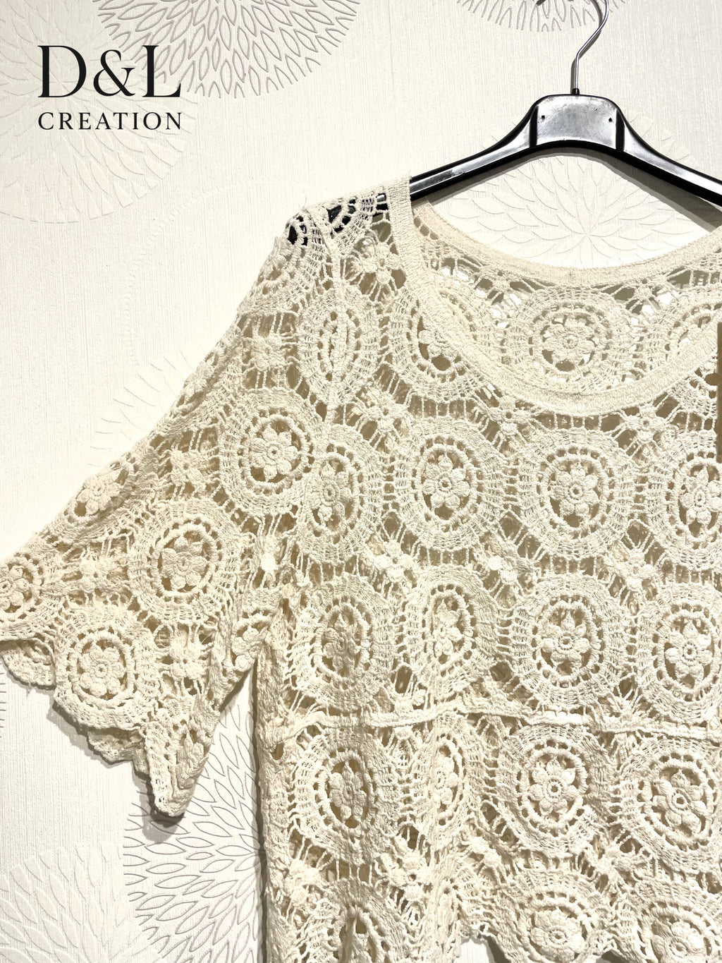 Plus Size Kort Tunika med Diamantbroderi T36-T42