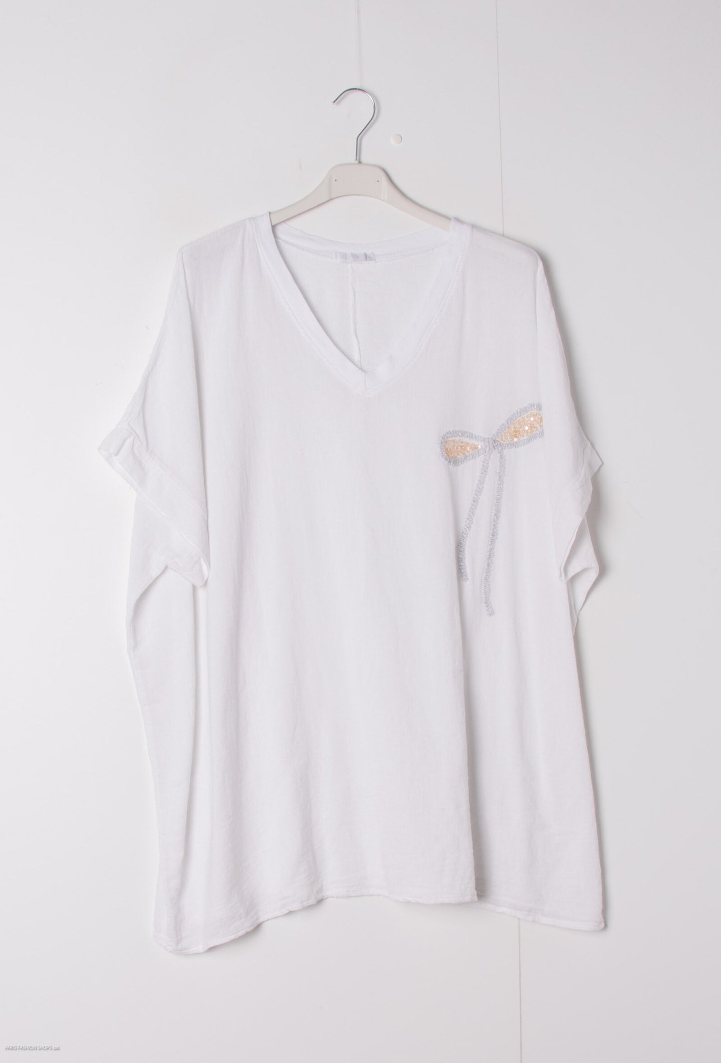 Plus Size Cotton-linen V-neck tunic