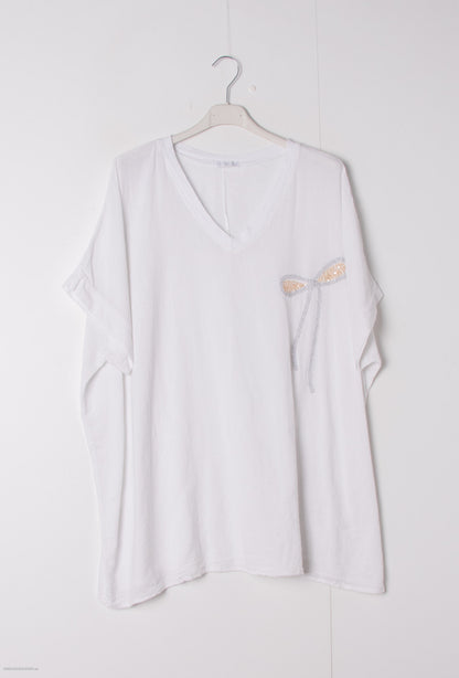 Plus Size Cotton-linen V-neck tunic