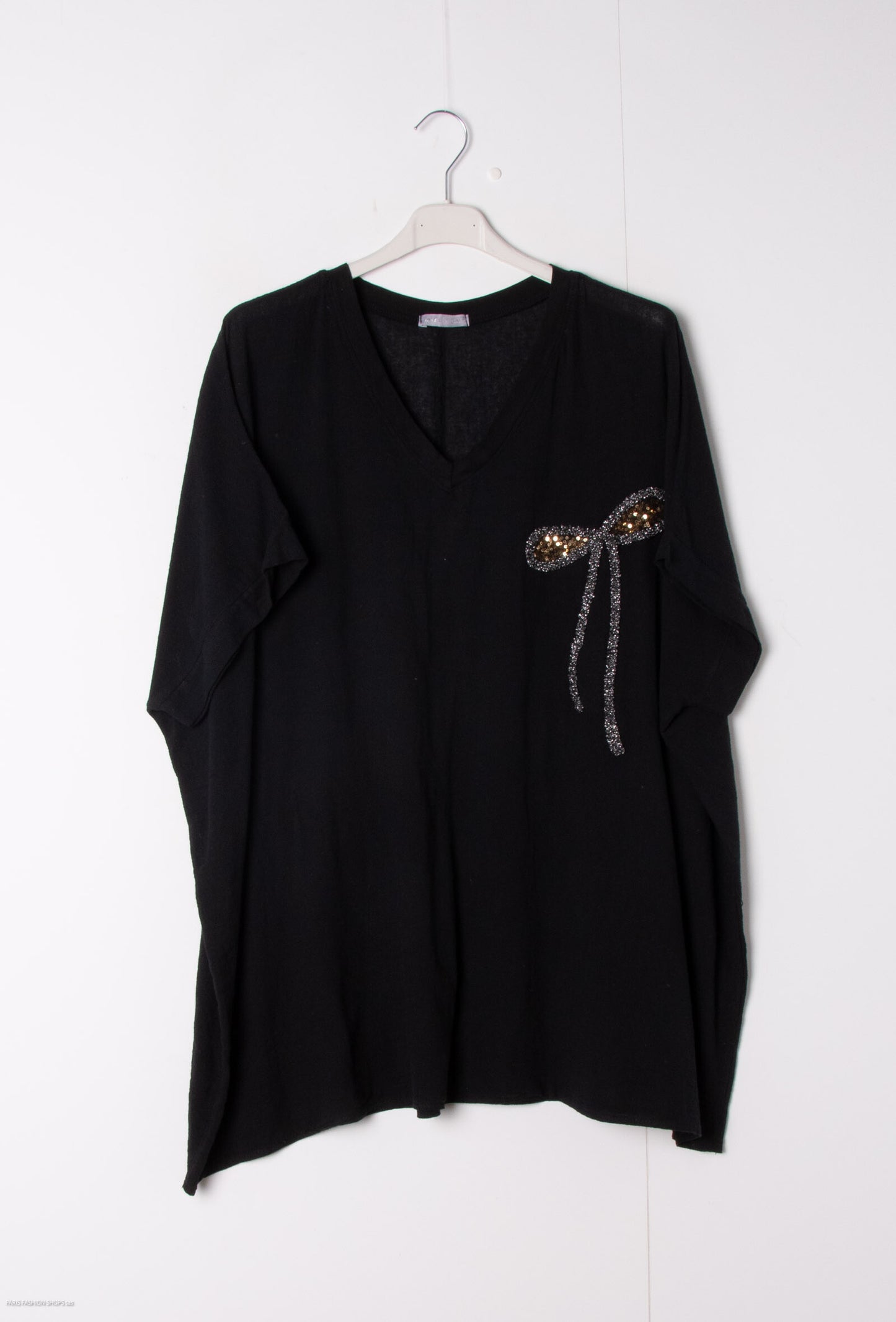 Plus Size Cotton-linen V-neck tunic